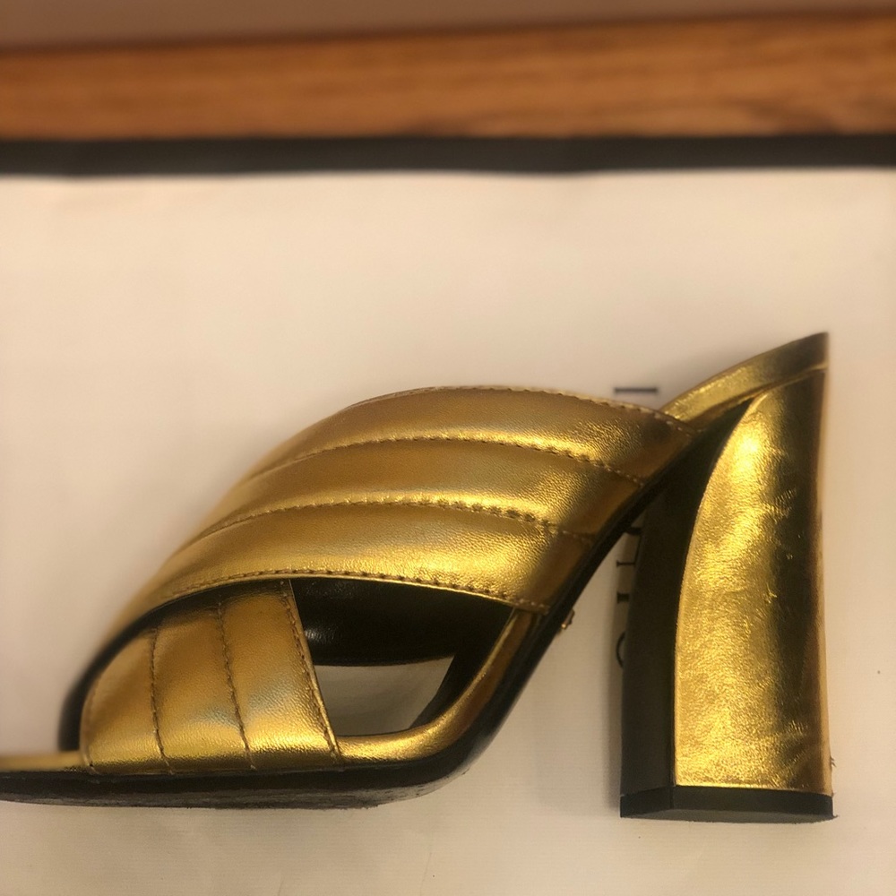 Gucci Metallic Gold Mules 39.5